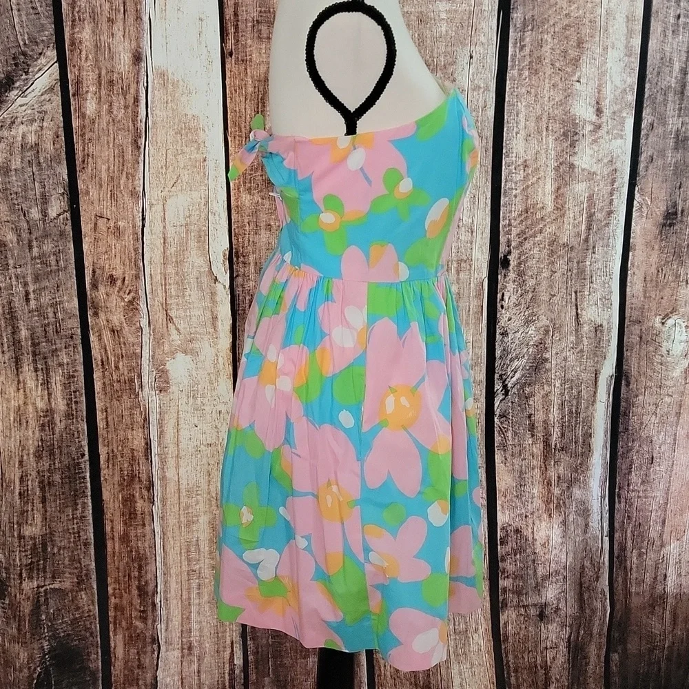 Lilly Pulitzer Size 6 Richelle Shorely Blue Mojo Strapless Tie Back Dress - Picture 4 of 8